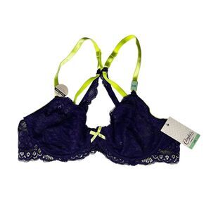 New with tags purple floral lace candies racer back bra 34B